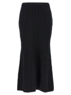 Alessandra Rich Maxi Wool Skirt Black