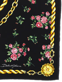 Dolce &amp; Gabbana Mazzolini Di Rose Scarf Black