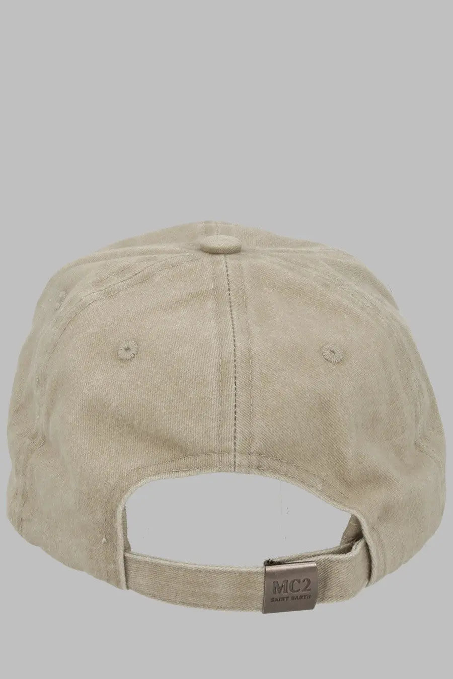 Beige cotton baseball cap with small metallic mc2 saint barth tag designed for men