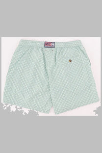 Mc2 Saint Barth men’s light green swim trunks with subtle pattern and elastic waistband for beachwear