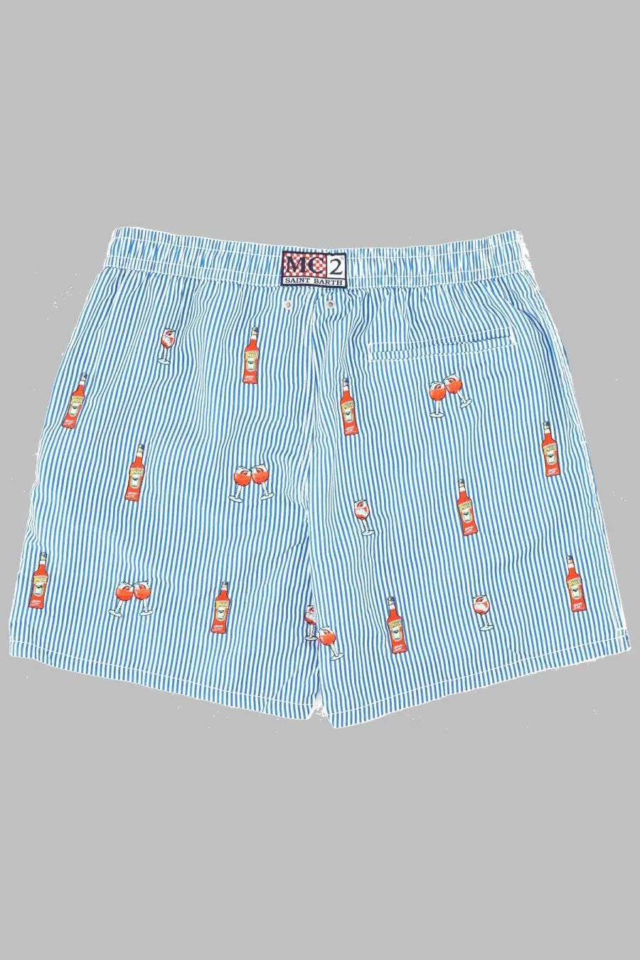 Mc2 Saint Barth men’s costume da bagno con stampa multicolor light blue and white striped boxer shorts with cocktail pattern
