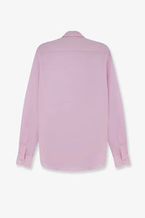 Mc2 Saint Barth men’s cotton shirt in soft pink with long sleeves classic collar and button-up front