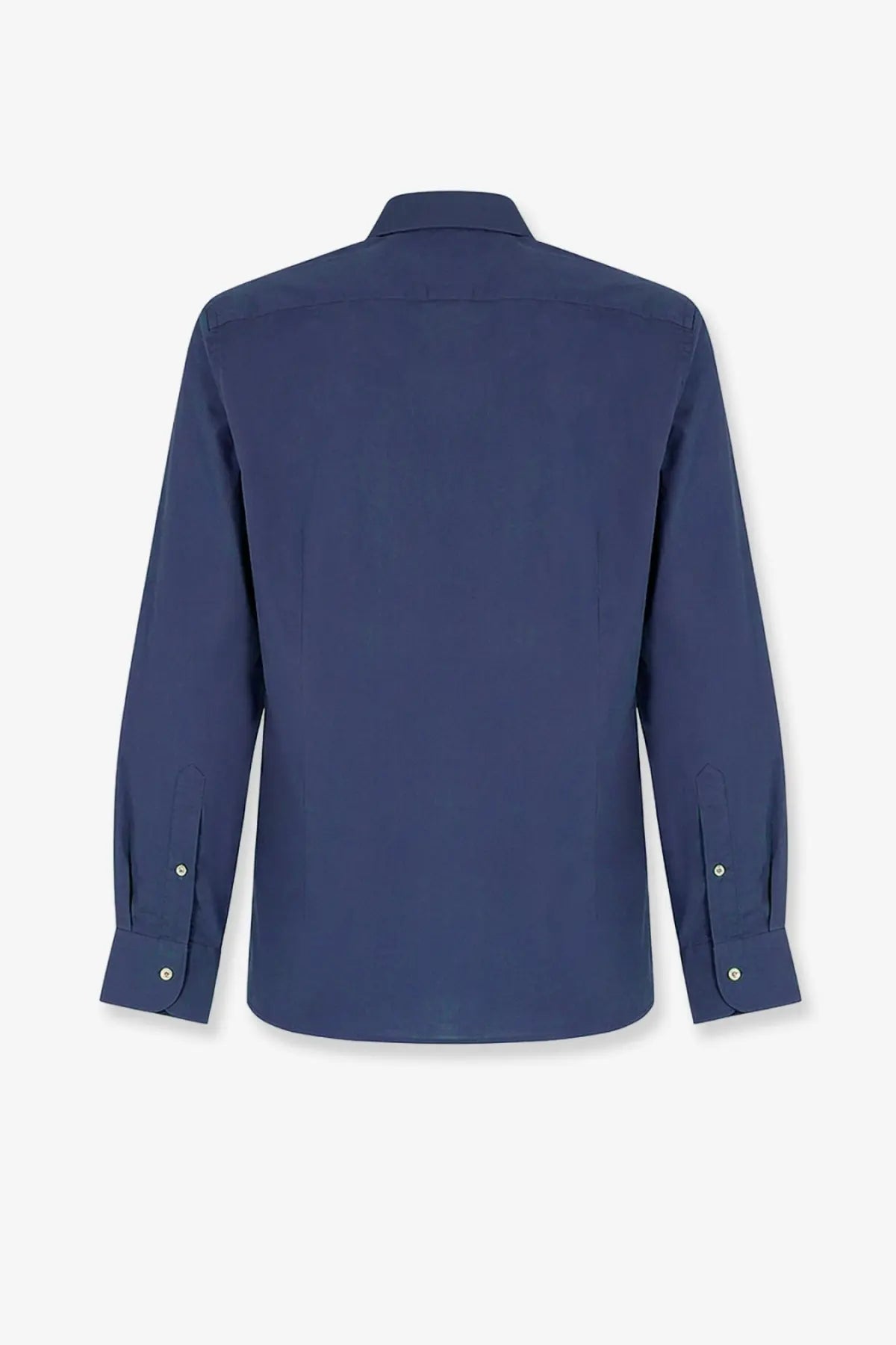 Navy blue Mc2 Saint Barth men’s ice cotton long-sleeved dress shirt with classic collar and buttoned cuffs