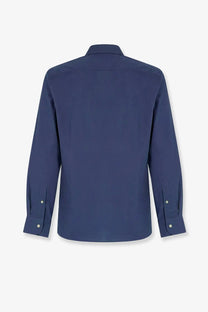 Navy blue long-sleeved Mc2 Saint Barth men’s ice cotton shirt with classic collar and buttoned cuffs