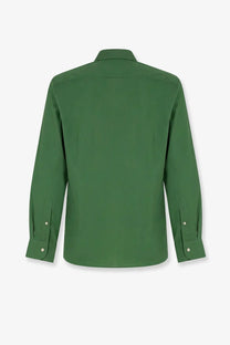 Mc2 Saint Barth men’s ice cotton shirt in solid military green with classic collar and buttoned cuffs