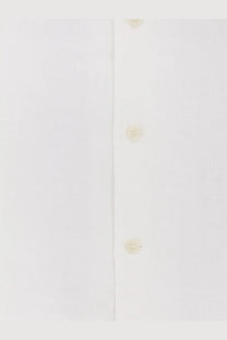 Mc2 Saint Barth men’s white linen shirt with cream-colored buttons front view
