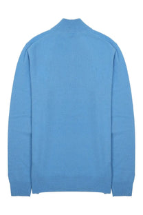 Light blue long-sleeved knit sweater with ribbed turtleneck and cuffs men’s maglia in lana by mc2 saint barth