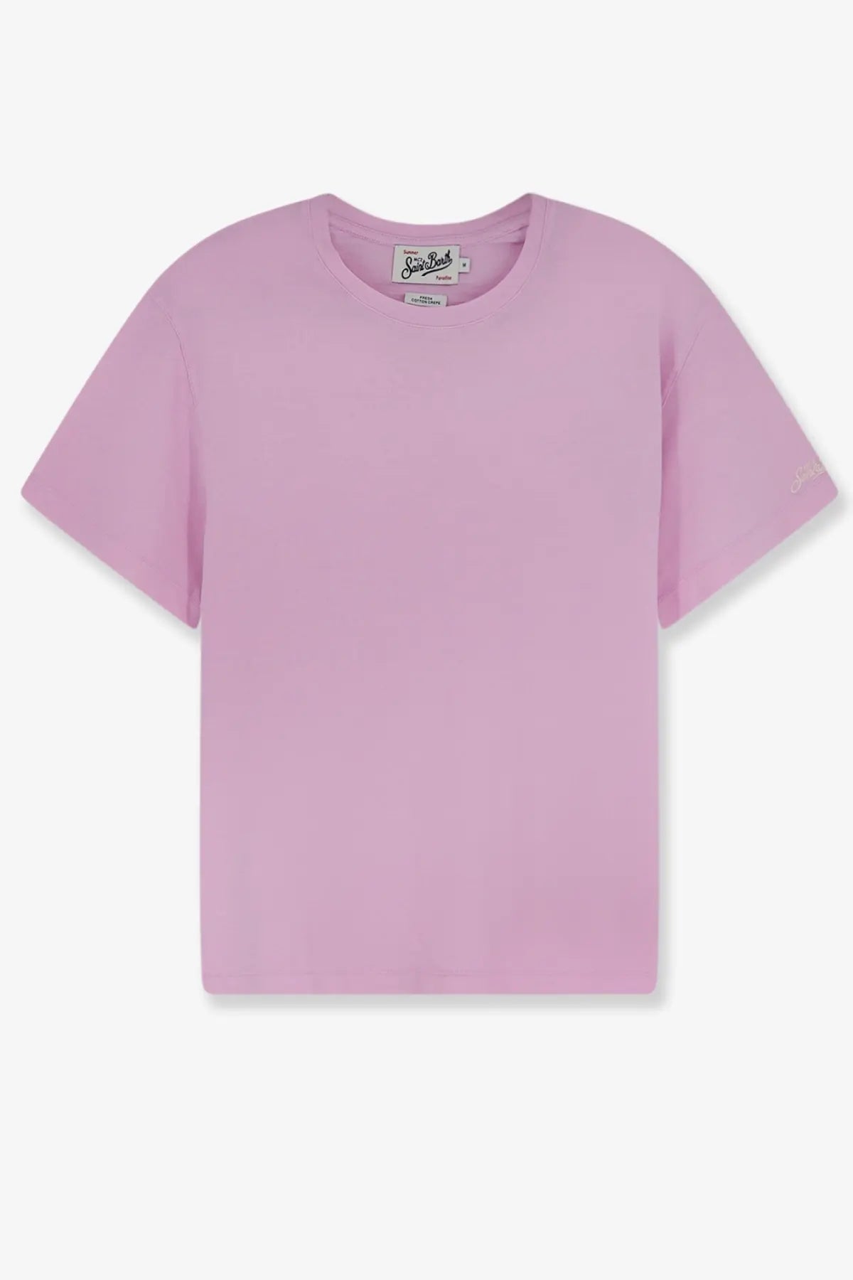 Mc2 Saint Barth men’s Orson cotton shirt in soft lavender short-sleeved crew neck with minimalist design and subtle label