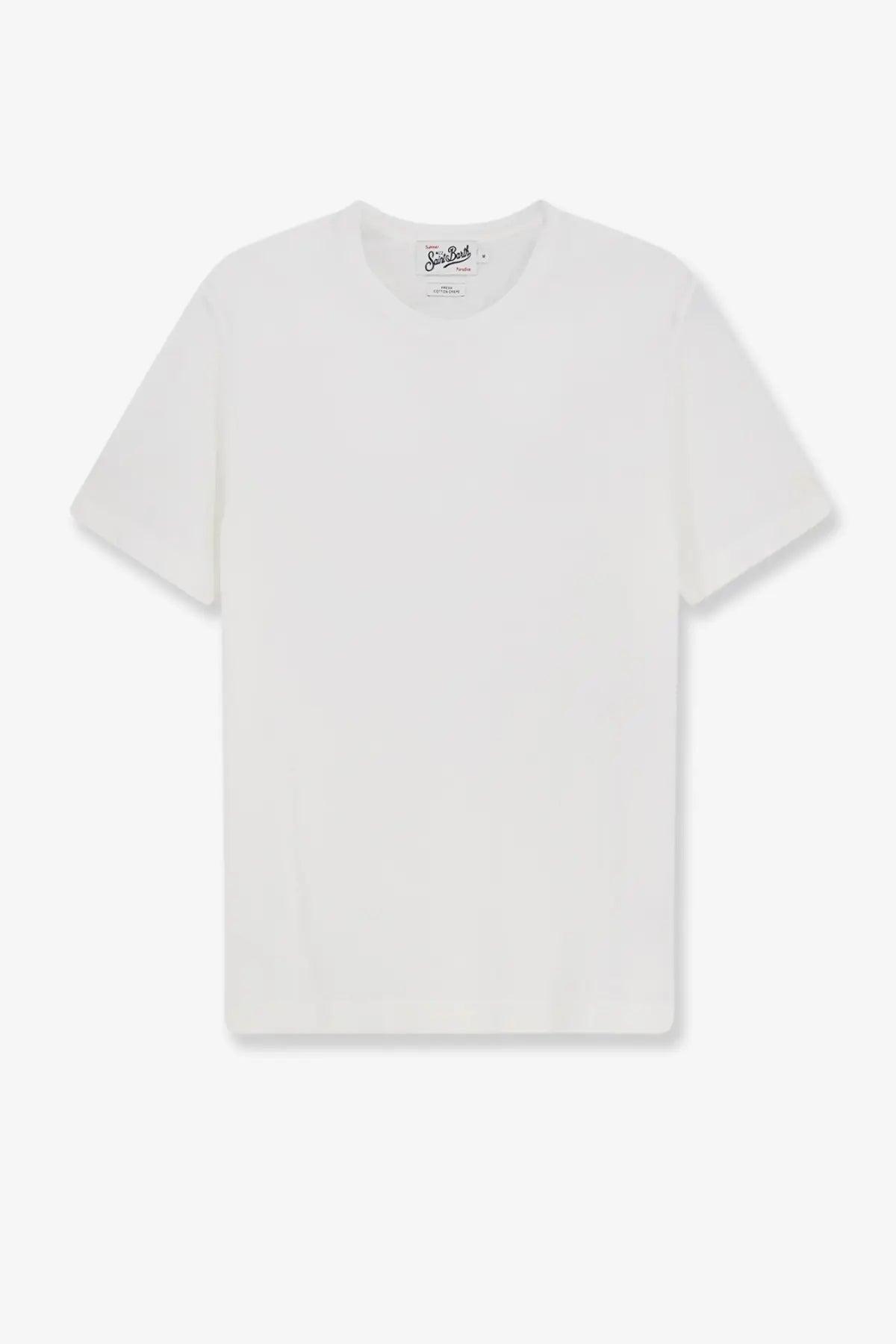 Mc2 Saint Barth men’s Orson white cotton shirt with a minimalist crew-neck design and soft fabric