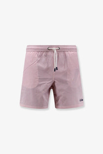 Mc2 Saint Barth men’s Patmos swim trunks pink with pink and white vertical stripes and drawstring waistband