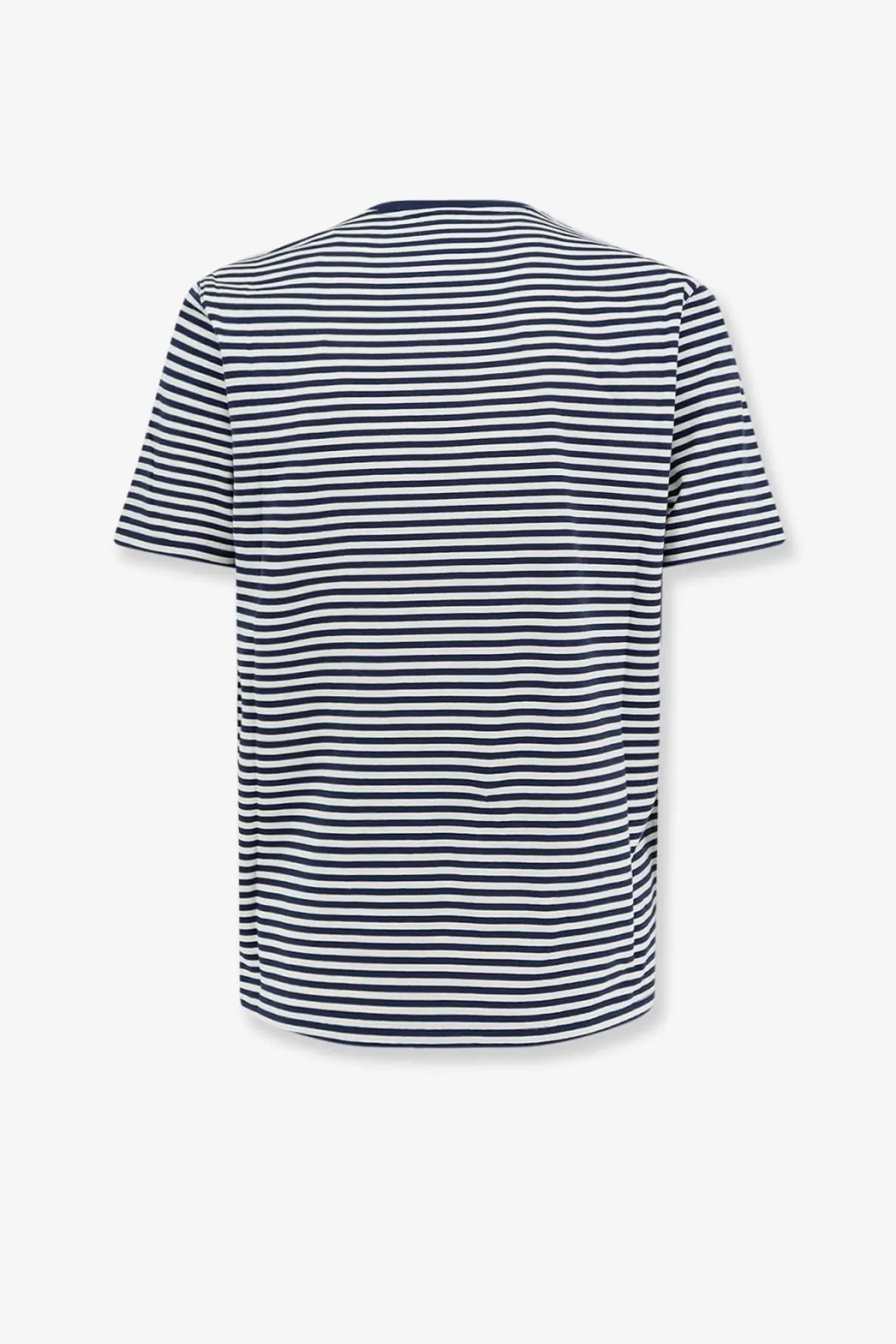 Mc2 Saint Barth men’s Portofino cotton shirt blue with navy and white horizontal stripes short-sleeved design