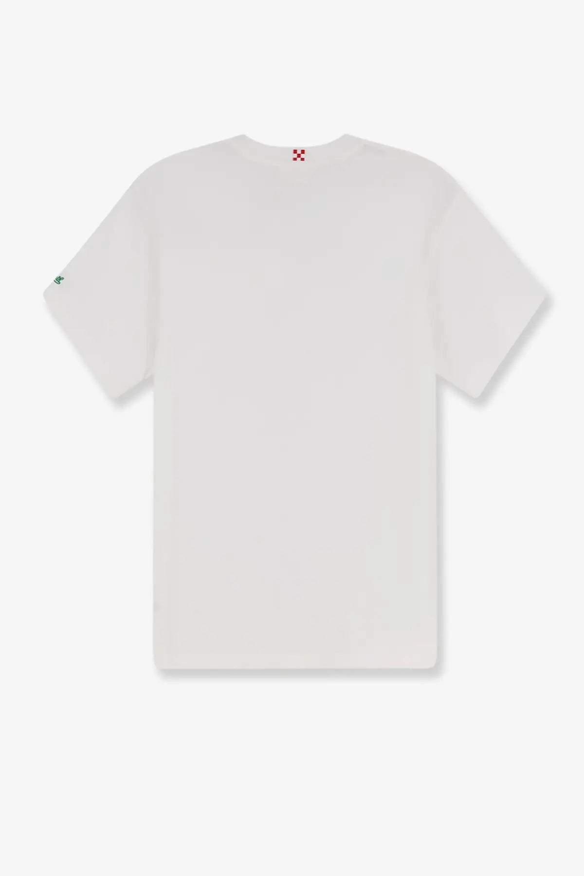 Mc2 Saint Barth men’s Portofino white cotton t-shirt with subtle red and black checkered logo at the neckline