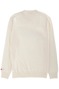 Cream-colored knit crew neck sweater with ribbed cuffs from Mc2 Saint Barth men’s printed sweater grey collection