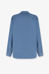 Mc2 Saint Barth men’s Raphael light denim shirt blue with relaxed fit and buttoned cuffs in classic blue denim