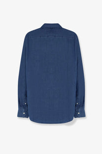 Mc2 Saint Barth men’s Raphael light denim shirt in navy blue with classic collar and buttoned cuffs