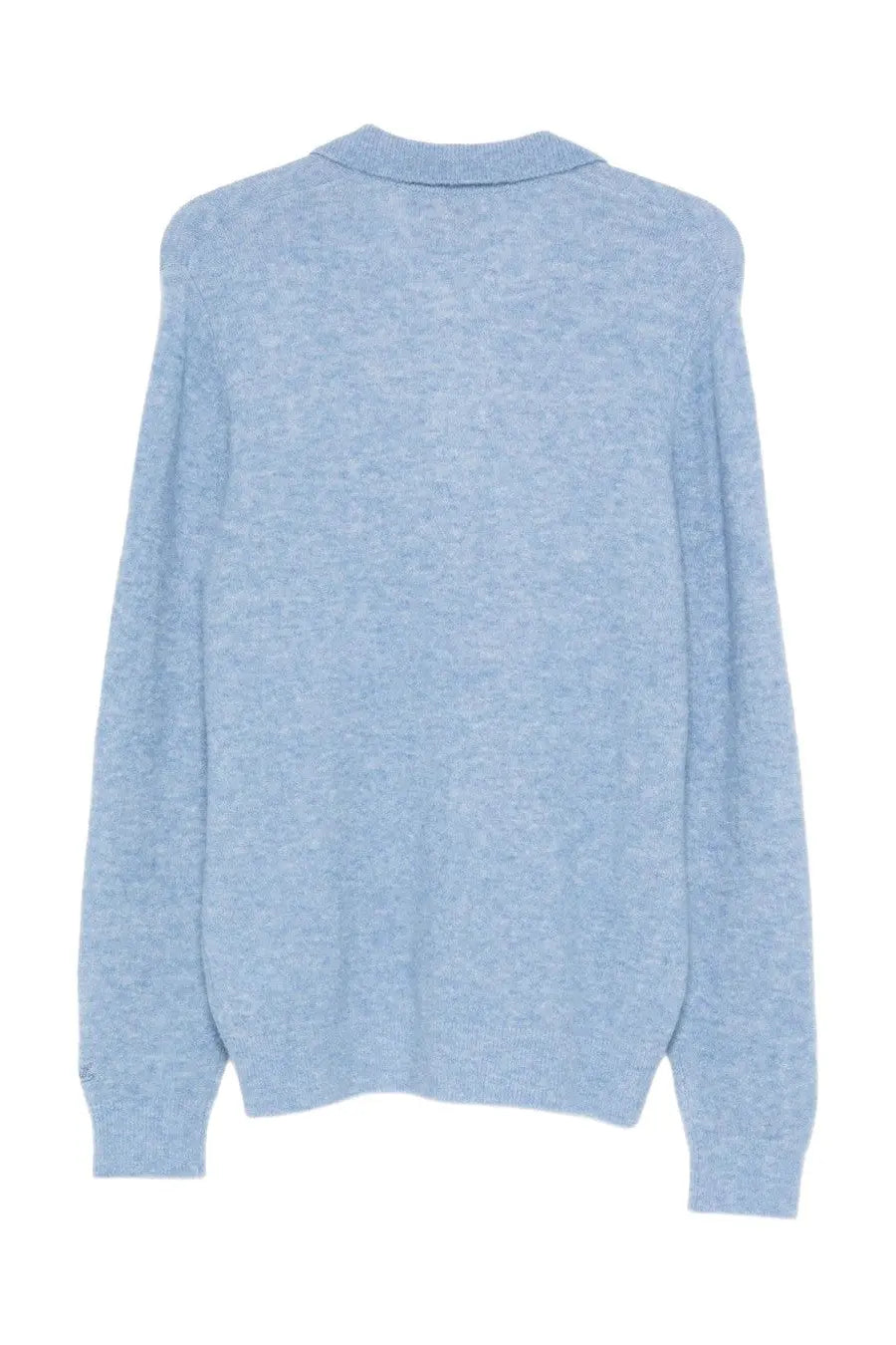 Light blue heathered knit cardigan with classic collar and ribbed cuffs in mC2 Saint Barth men’s wool polo shirt blue style