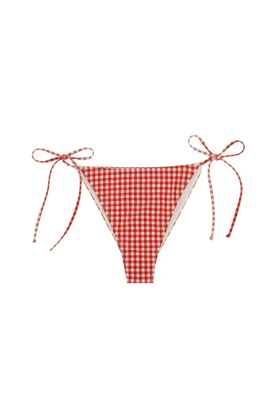 Mc2 Saint Barth women’s bikini bottom marielle red in red and white gingham check with tied side ties