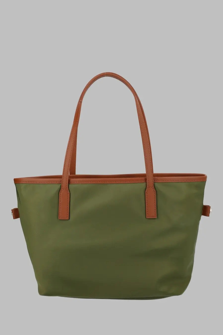 Olive green canvas tote bag with tan leather handles and trim m2 saint barth womens borsa city medium nylon green