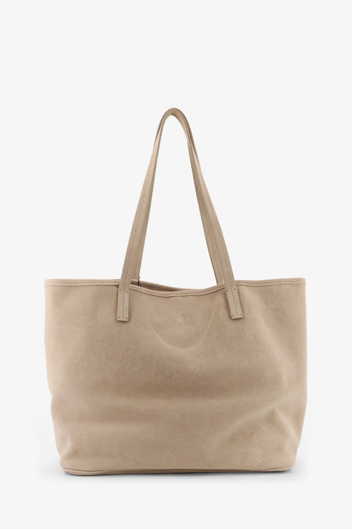 Mc2 Saint Barth women’s city bag shoulder bag in suede beige with beige leather tote design and matching handles