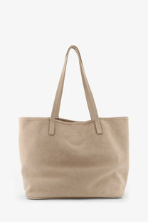 Mc2 Saint Barth women’s city bag shoulder bag in suede beige with beige leather tote design and matching handles