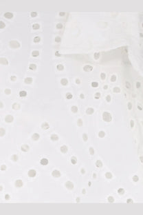 Mc2 Saint Barth women’s Cristal broderie anglaise embroidery shirt in white featuring delicate eyelet fabric perforations