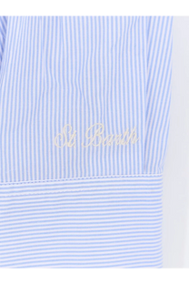 Light blue and white striped cotton shirt cuff with st detail from mc2 saint barth women’s cristal cotton shirt blue