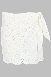 Mc2 Saint Barth women’s gonna white eyelet wrap skirt with scalloped hem and tied side detail in sangallo cotton