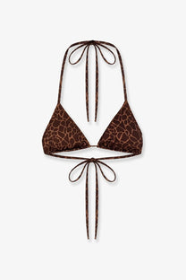 Brown giraffe-print nylon halter top bikini with adjustable ties from mc2 saint barth women’s leah collection