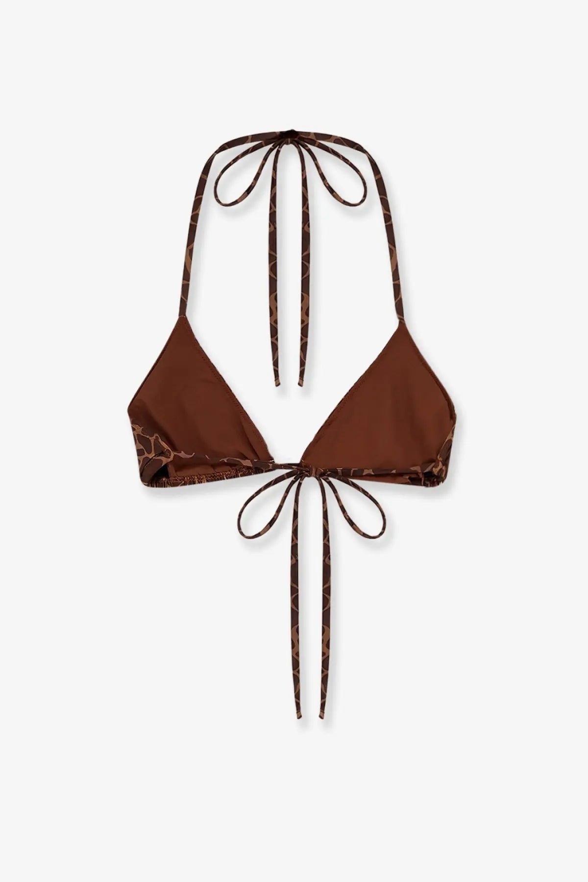 Brown giraffe-print nylon halter top bikini with adjustable ties from mc2 saint barth women’s leah collection