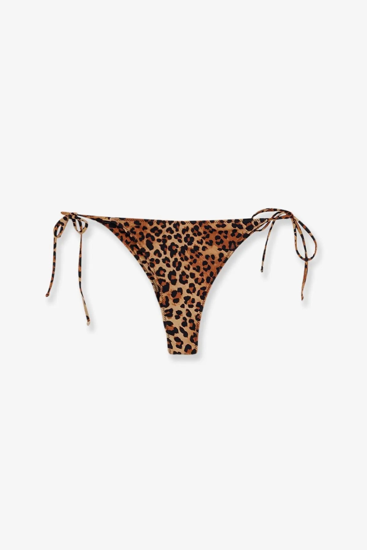 Beige nylon leopard-print bikini bottom with tied side strings from mc2 saint barth women’s swimwear