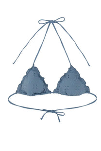 Mc2 Saint Barth women’s sangallo Sagittarius Miami bikini top blue with delicate lace trim eyelet detailing and adjustable ties