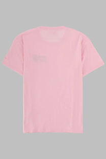 Mc2 Saint Barth women’s soft pink short-sleeved t-shirt with subtle faded graphic on the back side