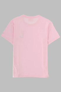 A soft pink short-sleeved Mc2 Saint Barth women’s shirt Emilie blue with a subtle logo on the left chest area