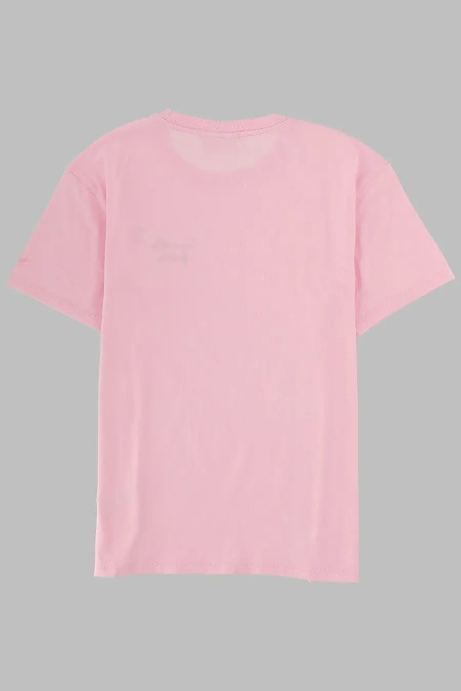 Soft pink short sleeved t shirt showing back with subtle adidas logo from mc2 saint barth women’s shirt emilie blue
