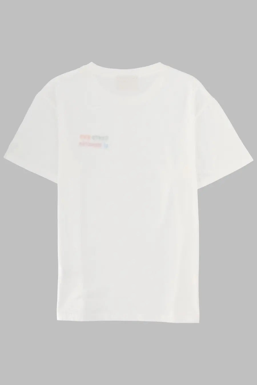 Mc2 Saint Barth women’s white cotton t-shirt with a subtle multicolored rectangular logo on the left chest