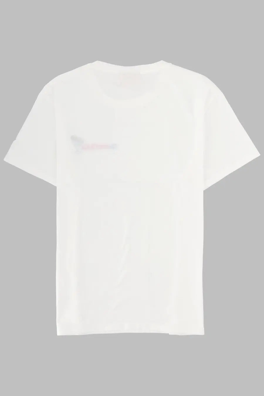 Mc2 Saint Barth women’s white cotton t-shirt with a subtle faded graphic on the left chest area