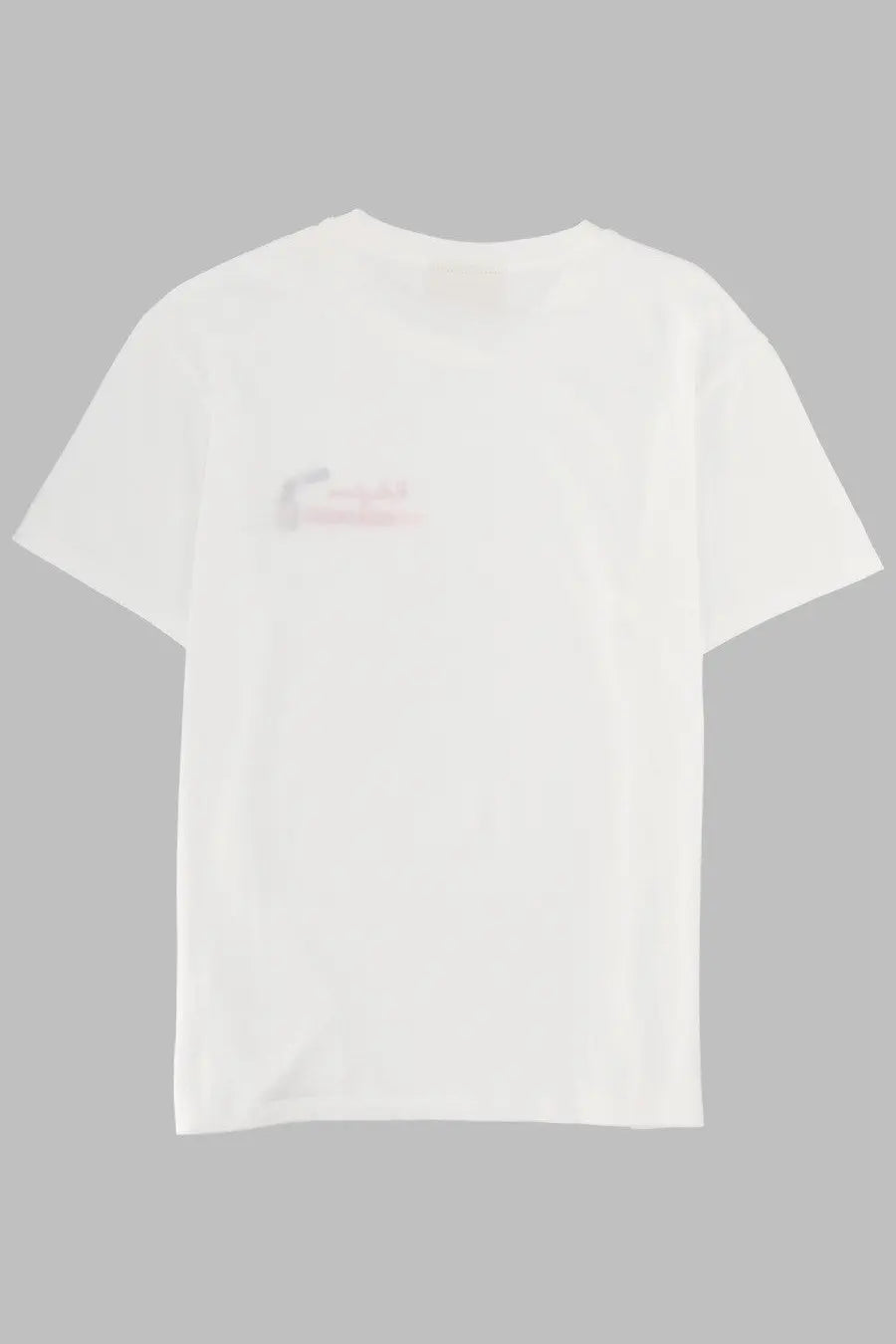White cotton t-shirt with subtle faded pink logo on left chest from mc2 saint barth womens shirt emilie white