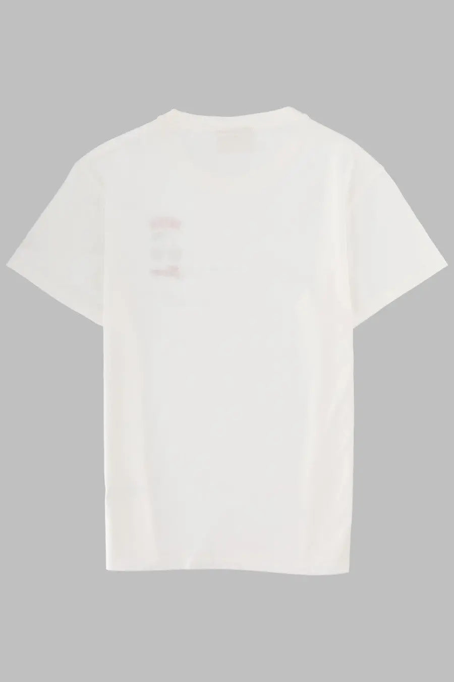 White cotton Mc2 Saint Barth women’s shirt Emilie with a subtle faded pink graphic on the left chest