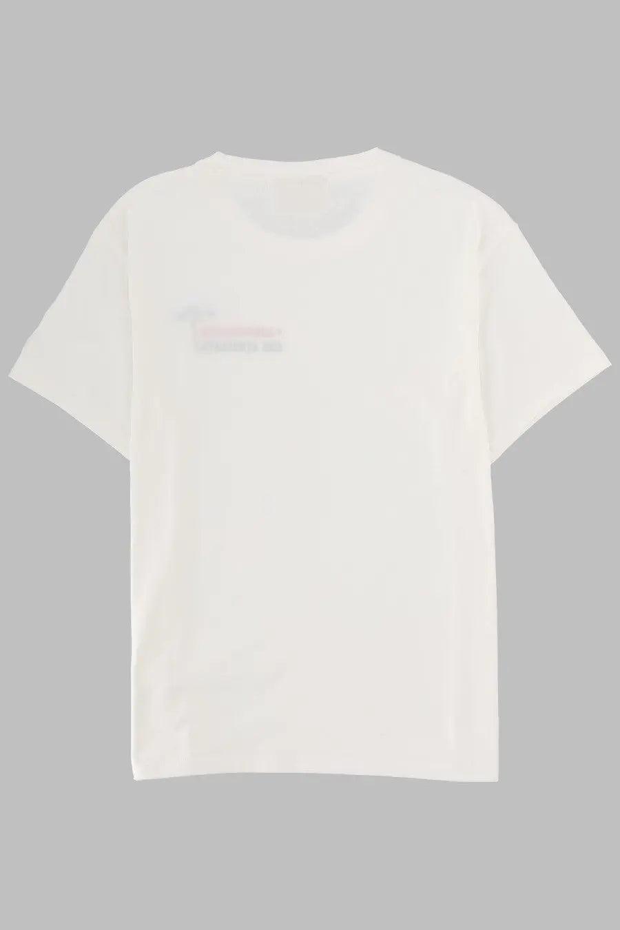 Mc2 Saint Barth women’s white cotton t-shirt with a subtle faded graphic on the left chest