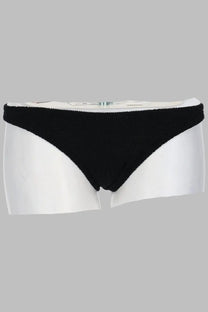 Black knitted bikini bottom with ribbed waistband from mc2 saint barth womens slip cheeky naomi black collection