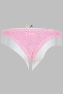Pink textured bikini bottom with white side panels from mc2 saint barth women’s slip bikini cheeky naomi blue collection