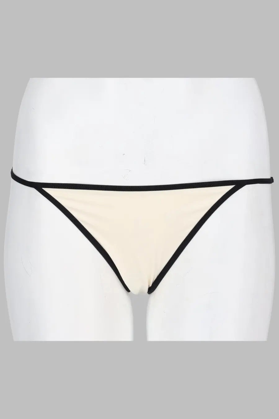 Cream-colored thong with black trim from Mc2 Saint Barth women’s slip mare zephire string white collection
