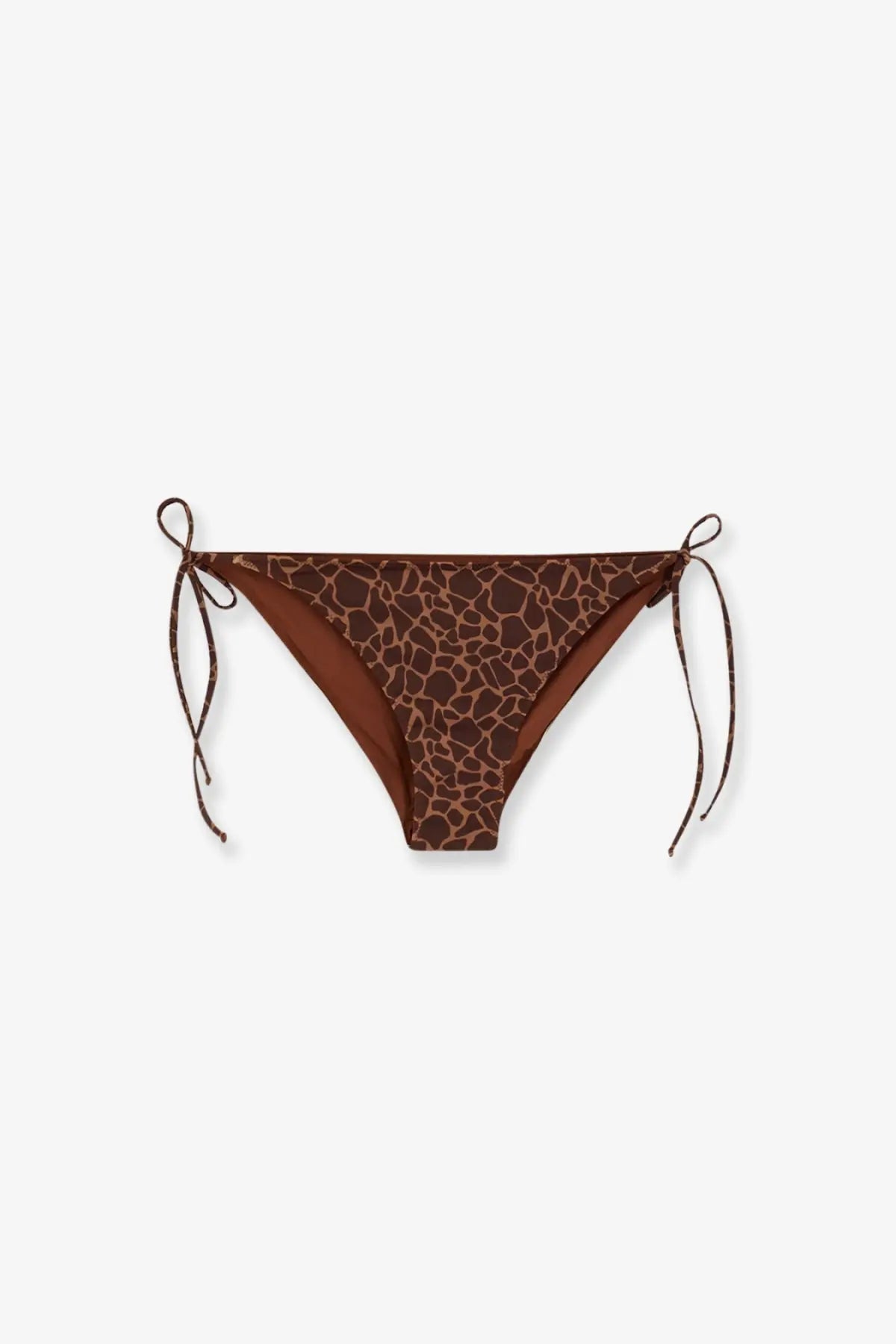Brown giraffe-print nylon bikini bottom with side ties from mc2 saint barth womens virgo collection