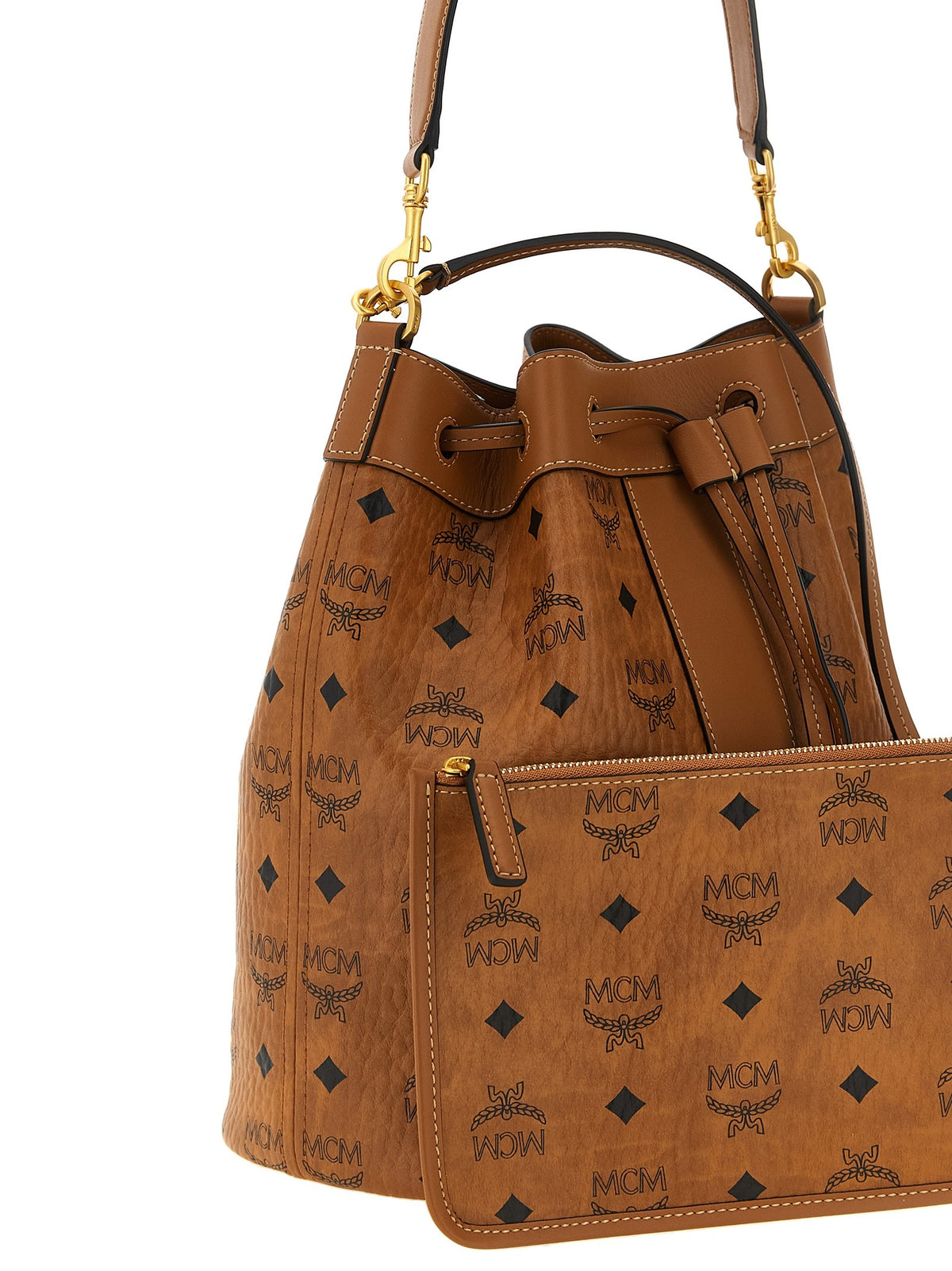 MCM Dessau Bucket Bag Brown, view 3