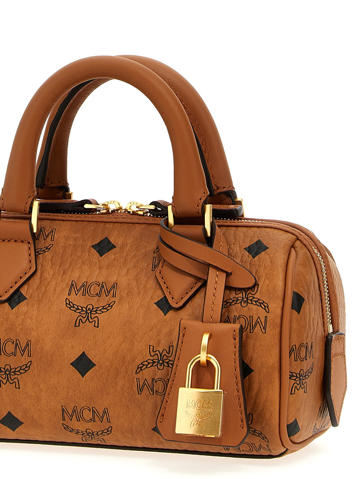 MCM Ella Boston Mini Handbag Brown, view 3