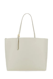 Mcm women’s shopping bag himmel large white minimalist off-white leather tote with slender handles and gold-tone buckle accent