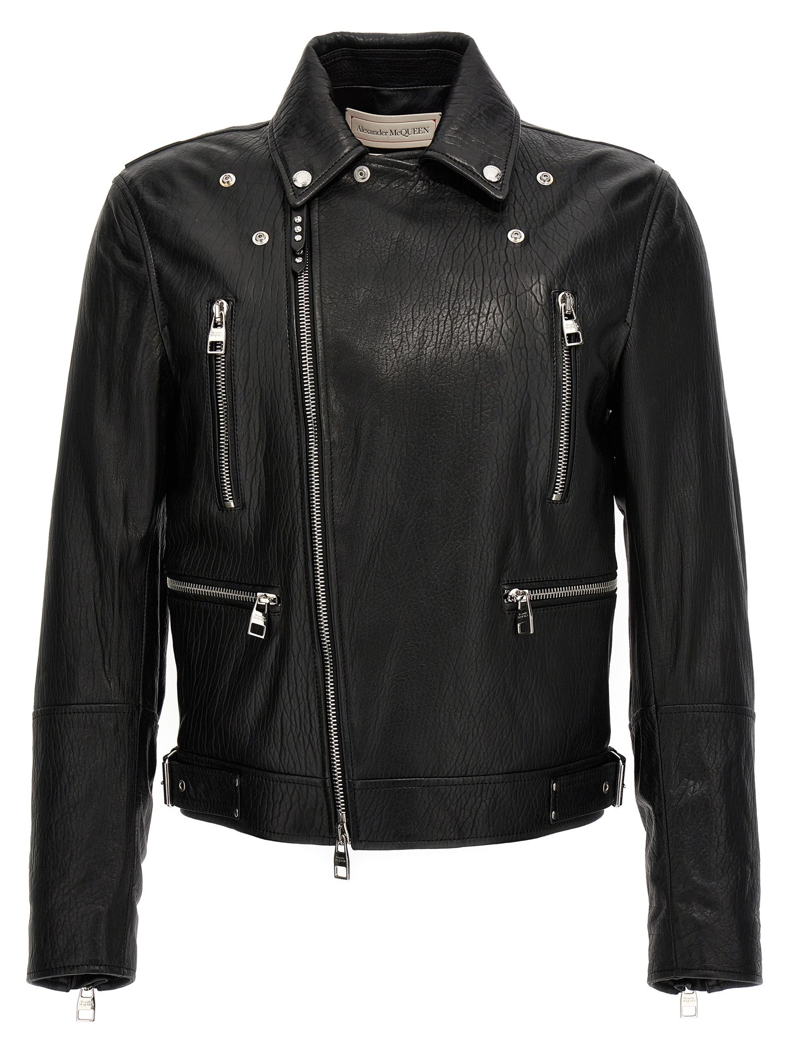 MCQUEEN - MCQUEEN - Texture leather jacket - Men’s Outerwear