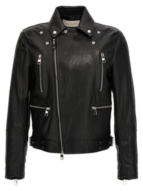 MCQUEEN - MCQUEEN - Texture leather jacket - Men’s Outerwear