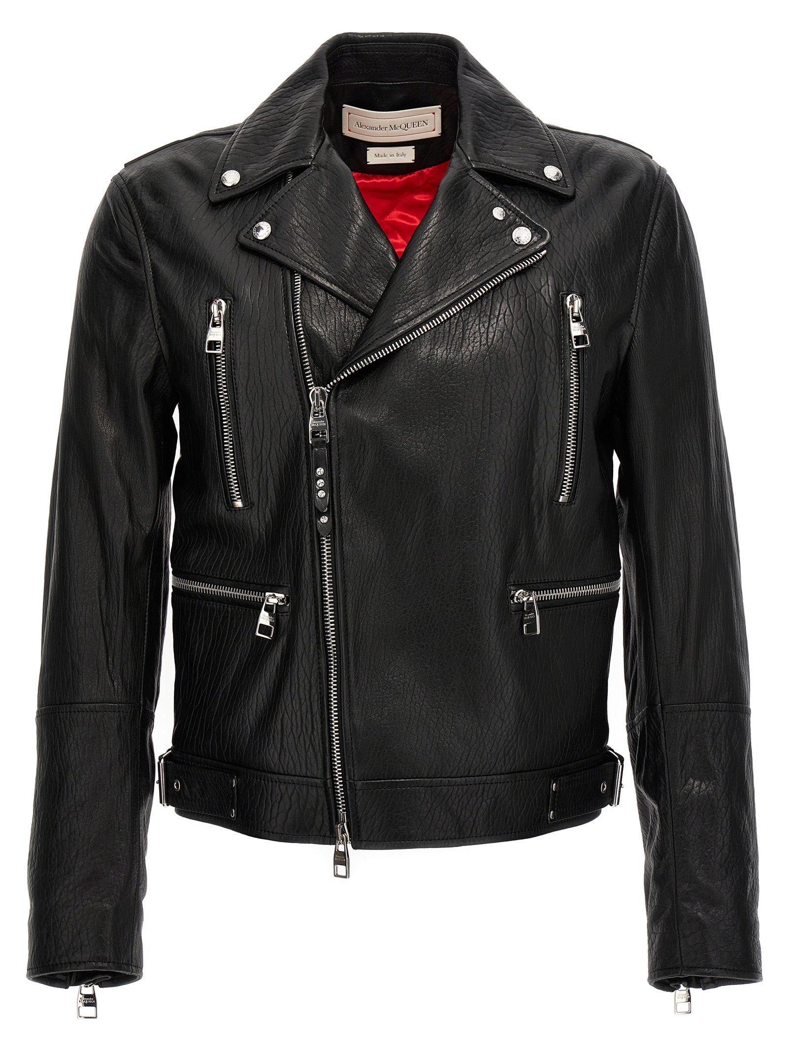 MCQUEEN - MCQUEEN - Texture leather jacket - Men’s Outerwear