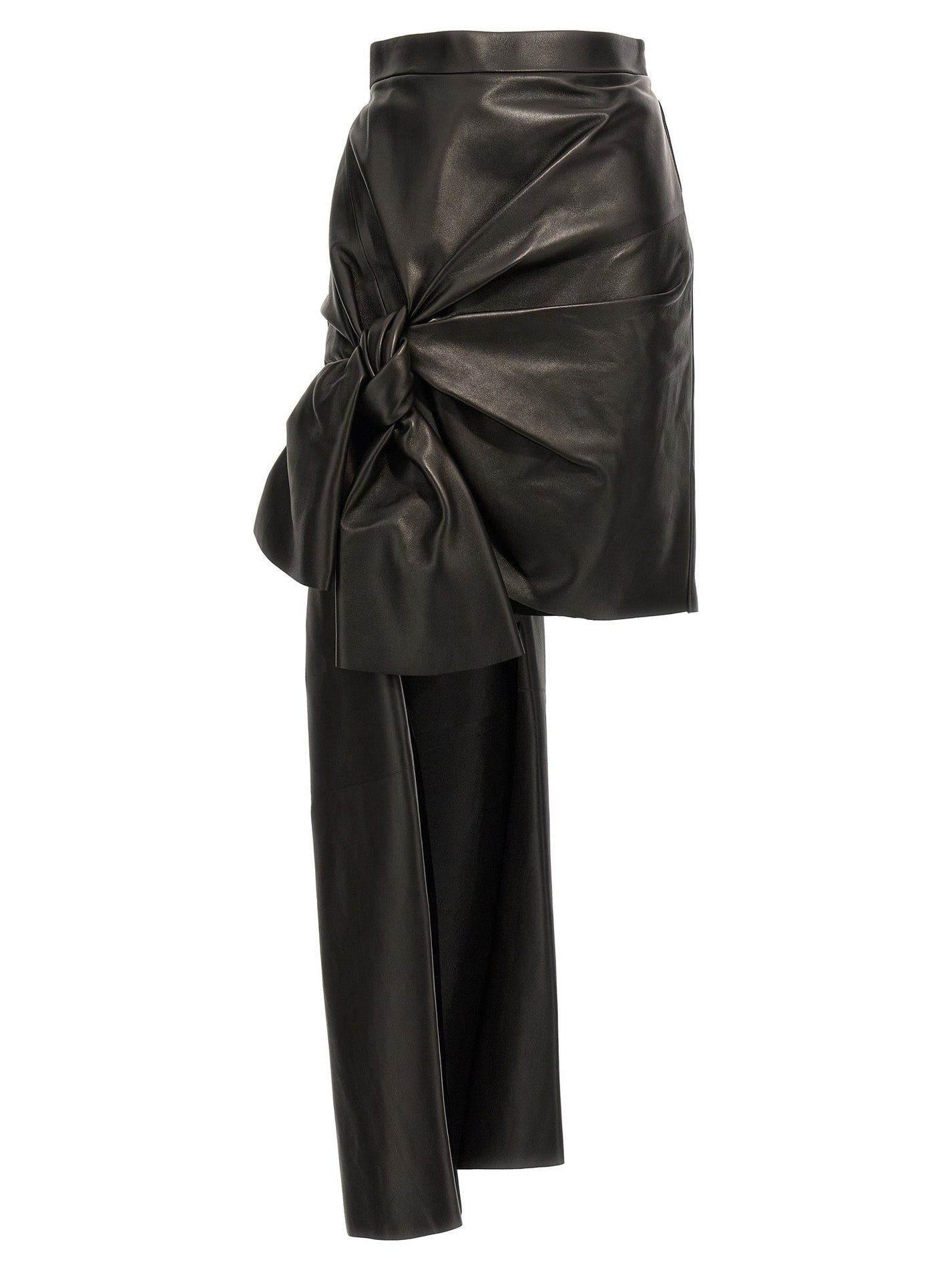 MCQUEEN - MCQUEEN - Maxi bow leather skirt - Women’s Clothing